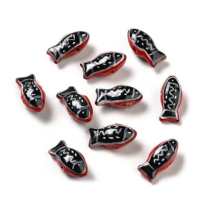 Handmade Printed Porcelain Beads PORC-E015-17-1