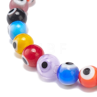 9Pcs 9 Color Handmade Evil Eye Lampwork Round Beaded Stretch Bracelets Set for Children BJEW-JB08899-1