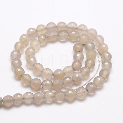 Faceted Natural Agate Round Beads Strands G-E319B-6mm-09-1