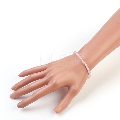 Natural Rose Quartz Stretch Bracelets BJEW-JB03797-01-1
