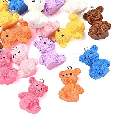 16Pcs 8 Colors 3D Resin Pendants RESI-YW0006-03-1