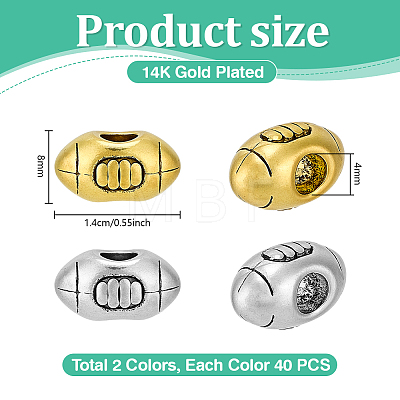 80Pcs 2 Colors Zinc Alloy European Beads FIND-PH0061-74-1