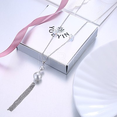 925 Sterling Silver Tassel Pendant Necklaces NJEW-BB32707-1