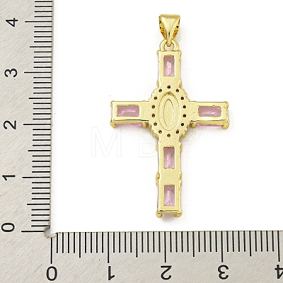 Rack Plating Brass Pave Cubic Zirconia Pendants KK-U029-01G-03-1