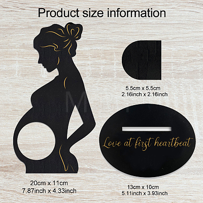 Wood Pregnant Woman Picture Frame Stand DJEW-WH0049-002-1