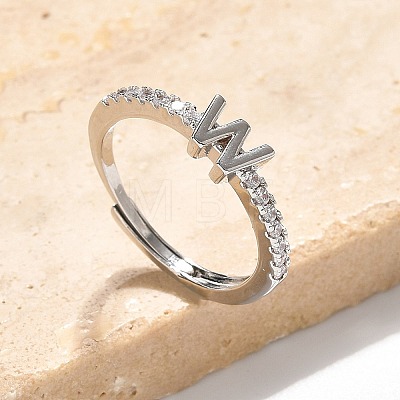 S925 Sterling Silver Adjustable Letter Rings for Women RJEW-M068-01P-W-1