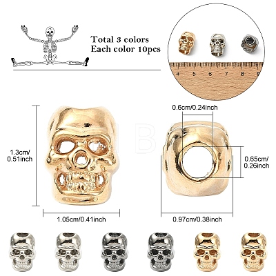 30Pcs 3 Colors Alloy European Beads FIND-YW0011-67-1