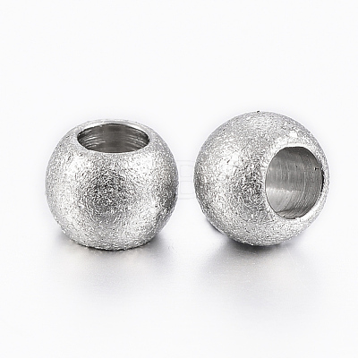 202 Stainless Steel Textured Beads STAS-K154-A-72P-1