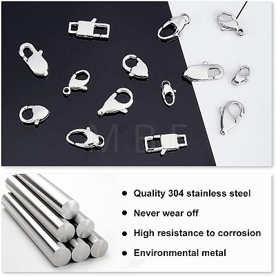 Unicraftale 14Pcs 7 Style Polished 316 Surgical Stainless Steel Lobster Claw Clasps STAS-UN0023-46-1