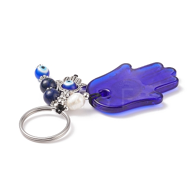 Natural Lapis Lazuli & Freshwater Pearl Bead Keychain KEYC-JKC00365-04-1