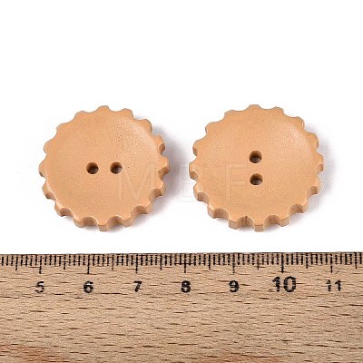 Spray Painted Natural Wood Buttons WOOD-T032-34B-1