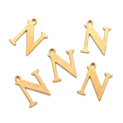 Ion Plating(IP) 304 Stainless Steel Alphabet Charms STAS-H122-N-G-1