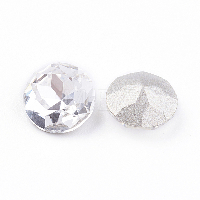 Pointed Back & Back Plated Glass Rhinestone Cabochons RGLA-J012-8mm-001-1