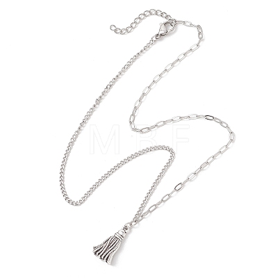 Alloy Tassel Pendant 304 Stainless Steel Mixed Chain Necklaces NJEW-JN05882-1