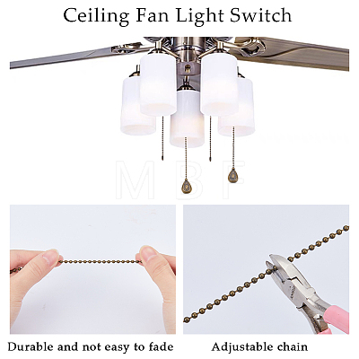 CRASPIRE 2 Sets Alloy Ceiling Fan Pull Chain Extenders FIND-CP0001-77-1