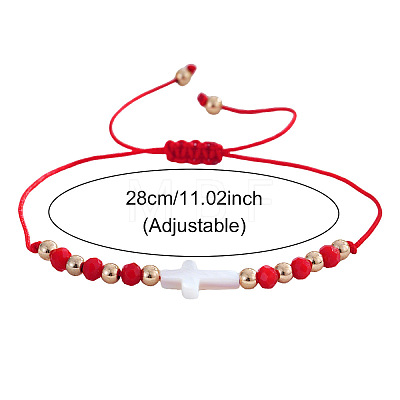 Adjustable Glass & Brass Beads Braided Bead Bracelets KF3798-7-1