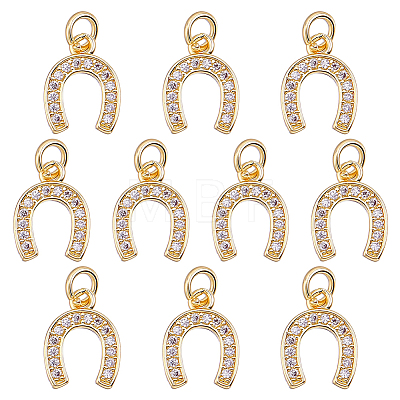 10Pcs Brass Micro Pave Cubic Zirconia Pendants KK-HY0004-47-1