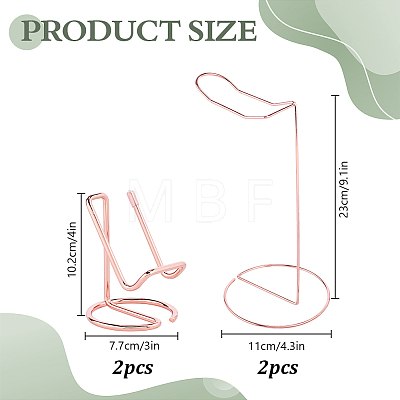 4Pcs 2 Styles Iron Headset Holders AJEW-DR0002-61RG-1