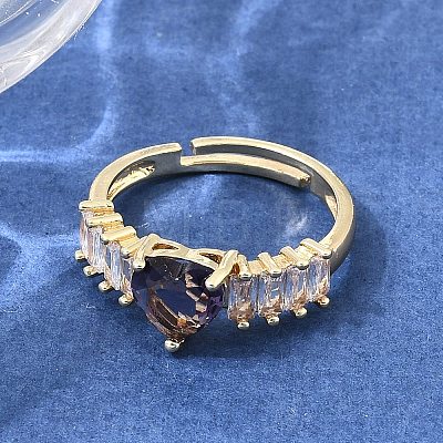Brass Pave Cubic Zirconia Cuff Open Rings CU-CBA5C10-19G-1