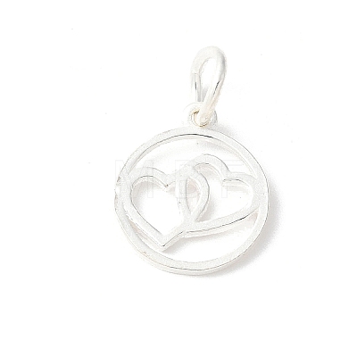 925 Sterling Silver Ring with Double Heart Charms STER-R012-05S-1
