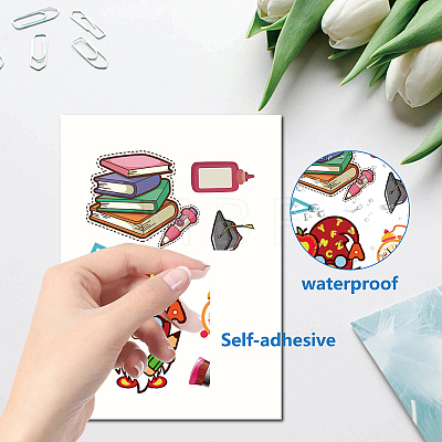 8 Sheets 8 Styles Back-to-school Season PVC Waterproof Wall Stickers DIY-WH0345-126-1