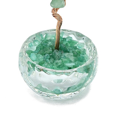 Natural Green Aventurine Chip Pachira Glabra Display Decorations DJEW-K025-04B-1