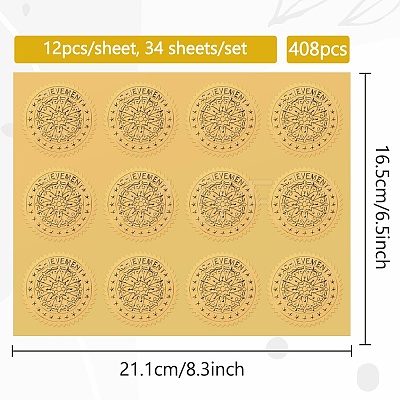 34 Sheets Self Adhesive Gold Foil Embossed Stickers DIY-WH0509-084-1