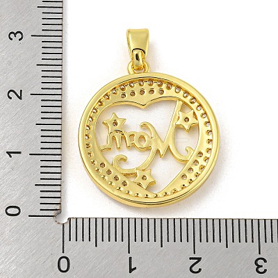 Real 18K Gold Plated Mother's Day Rack Plating Brass Micro Pave Cubic Zirconia Pendants KK-R153-05G-1