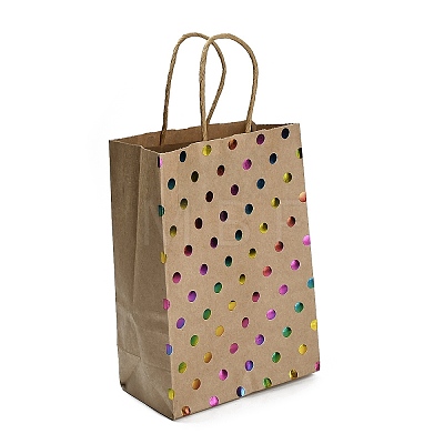 Rainbow Color Stamping Kraft Paper Gift Tote Bags ABAG-K005-01C-1