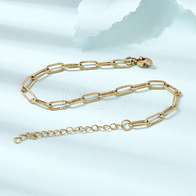 4MM 304 Stainless Steel Textured Paperclip Chain Bracelets for Man and Women SA-CBAB767-11G-1
