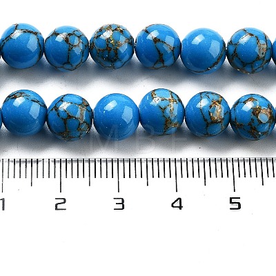 Synthetic Gold Line Turquoise Beads Strands G-H026-01A-02-1