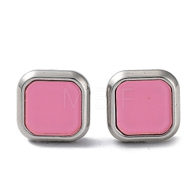 6 Pair 2 Color Square Acrylic Stud Earrings EJEW-A024-03A-1