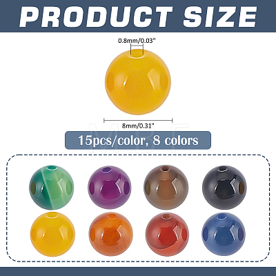 120Pcs 8 Colors Dyed Natural Banded Agate Beads G-ME0001-31-1