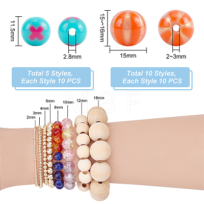   150Pcs 15 Style Opaque Acrylic Beads Sets SACR-PH0002-14-1