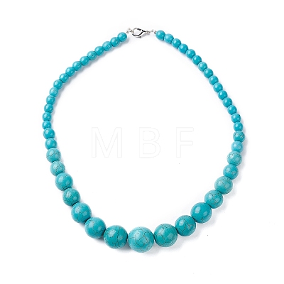 Dyed Synthetic Turquoise Graduated Beaded Necklaces NJEW-P279-03-1