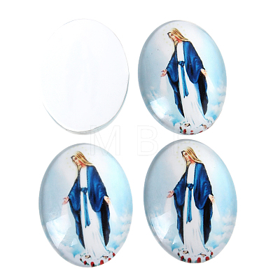 Printed Glass Oval Cabochons GGLA-N003-22x30-A48-1