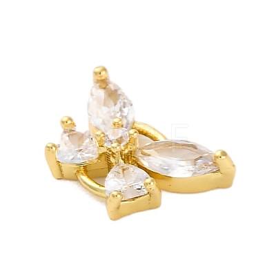 Brass Clear Cubic Zirconia Connector Charms/Links FIND-L019-07G-08-1