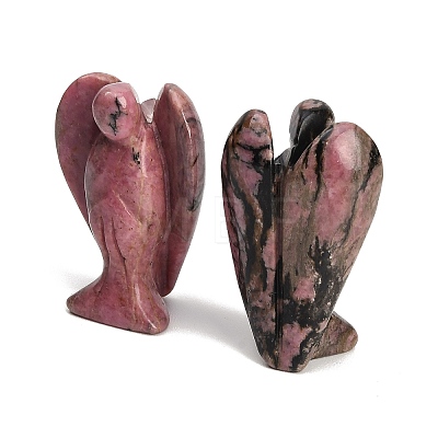 Natural Rhodonite Carved Angel Figurines G-O200-03J-07-1