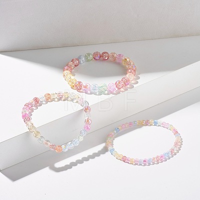 Sparkling Crackle Glass Round Beads Stretch Bracelets Set BJEW-JB07189-1