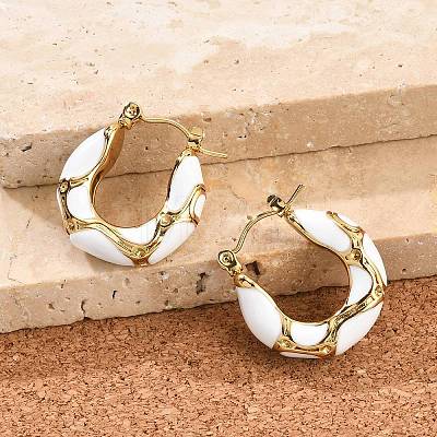 304 Stainless Steel Enamel Hoop Earrings EJEW-Z079-01G-02-1