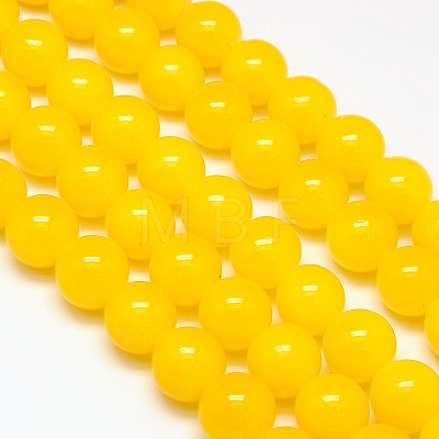 Imitation Jade Glass Round Bead Strands GLAA-A022C-14mm-M-1