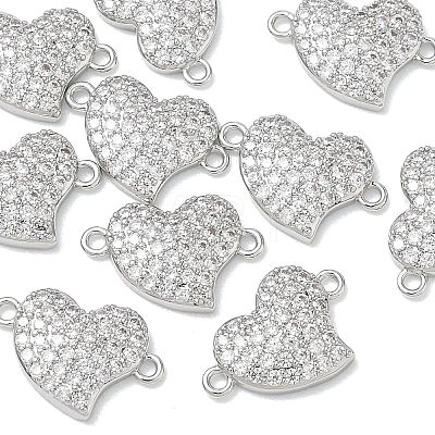 SHEGRACE Brass Micro Pave Clear Cubic Zirconia Connector Charms XGRQ3K904-563P-1