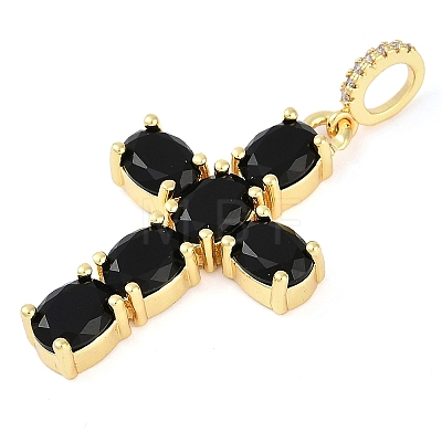 Rack Plating Brass Cubic Zirconia European Dangle Charms KK-P287-47G-1