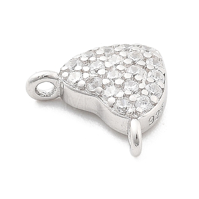 925 Sterling Silver Micro Pave Clear Cubic Zirconia Heart Charms LS-STER-A034-01P-1