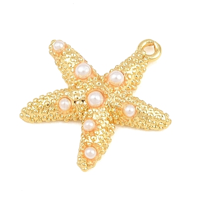 Brass & ABS Plastic Imitation Pearl Pendants PL-CBAB484-06G-1