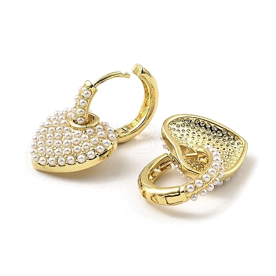 Rack Plating Brass Heart Dangle Hoop Earrings EJEW-H117-02G-1