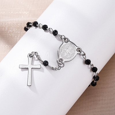 Glass Beads Rosary Bracelets BJEW-A032-04P-01-1