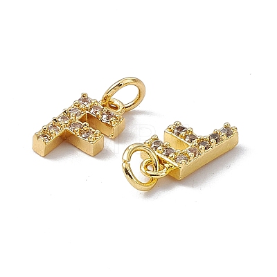 Real 18K Gold Plated Brass Micro Pave Clear Cubic Zirconia Charms KK-E068-VB452-F-1