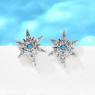 Star Brass Micro Pave Cubic Zirconia Ear Studs EJEW-D304-36P-1