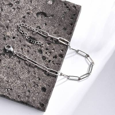 Tarnish Resistant 304 Stainless Steel Paperclip Chain Bracelet for Men Women BJEW-E031-03P-06-1